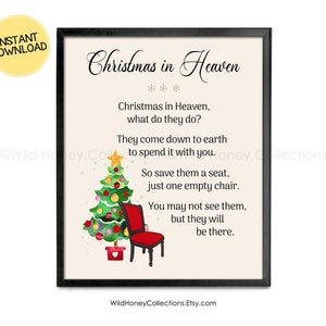 Christmas in Heaven, Christmas Chair, Printable Decor, Grief &amp; Mourning ...