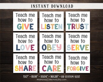 Christian Kids Wall Art Set | Printable Bible Character Posters | Sunday School Nursery Decor | DIGITAL DOWNLOAD