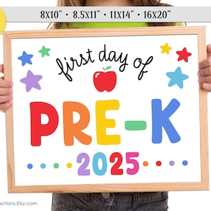 First Day of Pre-K 2025, Printable Sign, Photo Prop, Boy, Girl, INSTANT DIGITAL DOWNLOAD