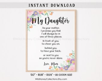Printable Poem for Daughter Card From Mom A Mother's Gift Floral ...