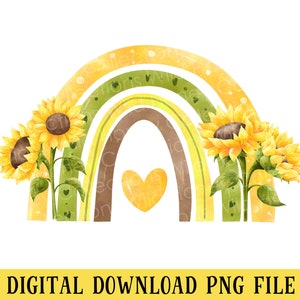 Sunflowers Rainbow, PNG File, Crafting, Sublimation, Instant DIGITAL DOWNLOAD