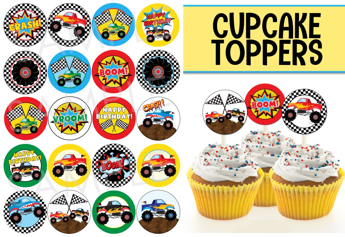 Monster Trucks Birthday Printable Party Decorations Boy - Etsy