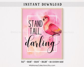 Pink Flamingo Stand Tall Darling Digital Printable Art - Etsy