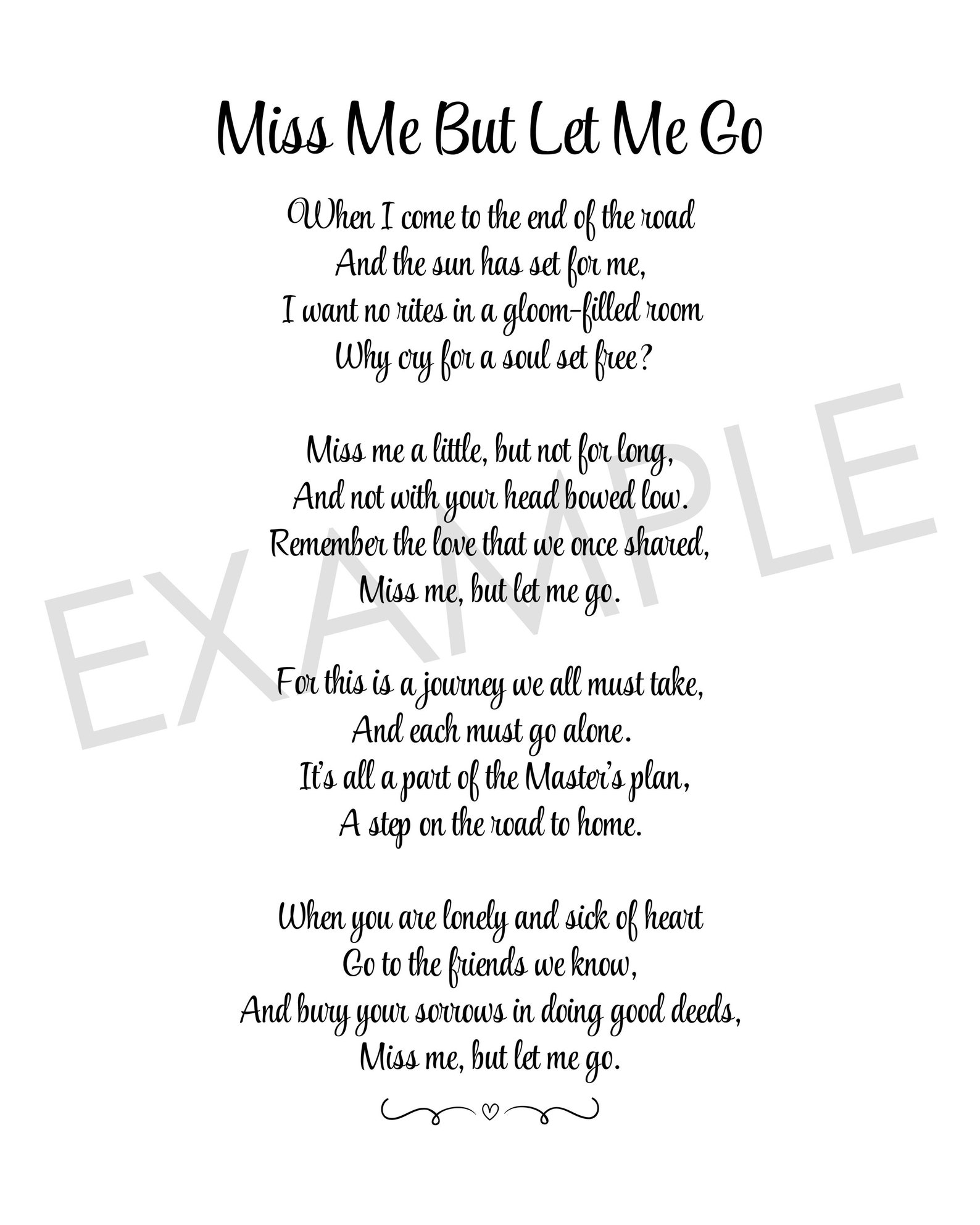 Miss me but let me go funeral poem lost loved one poem in etsy