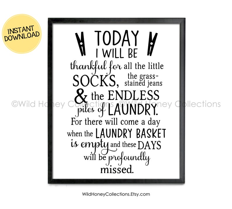 Laundry Room Printable Decor Thankful For Laundry Poem Etsy