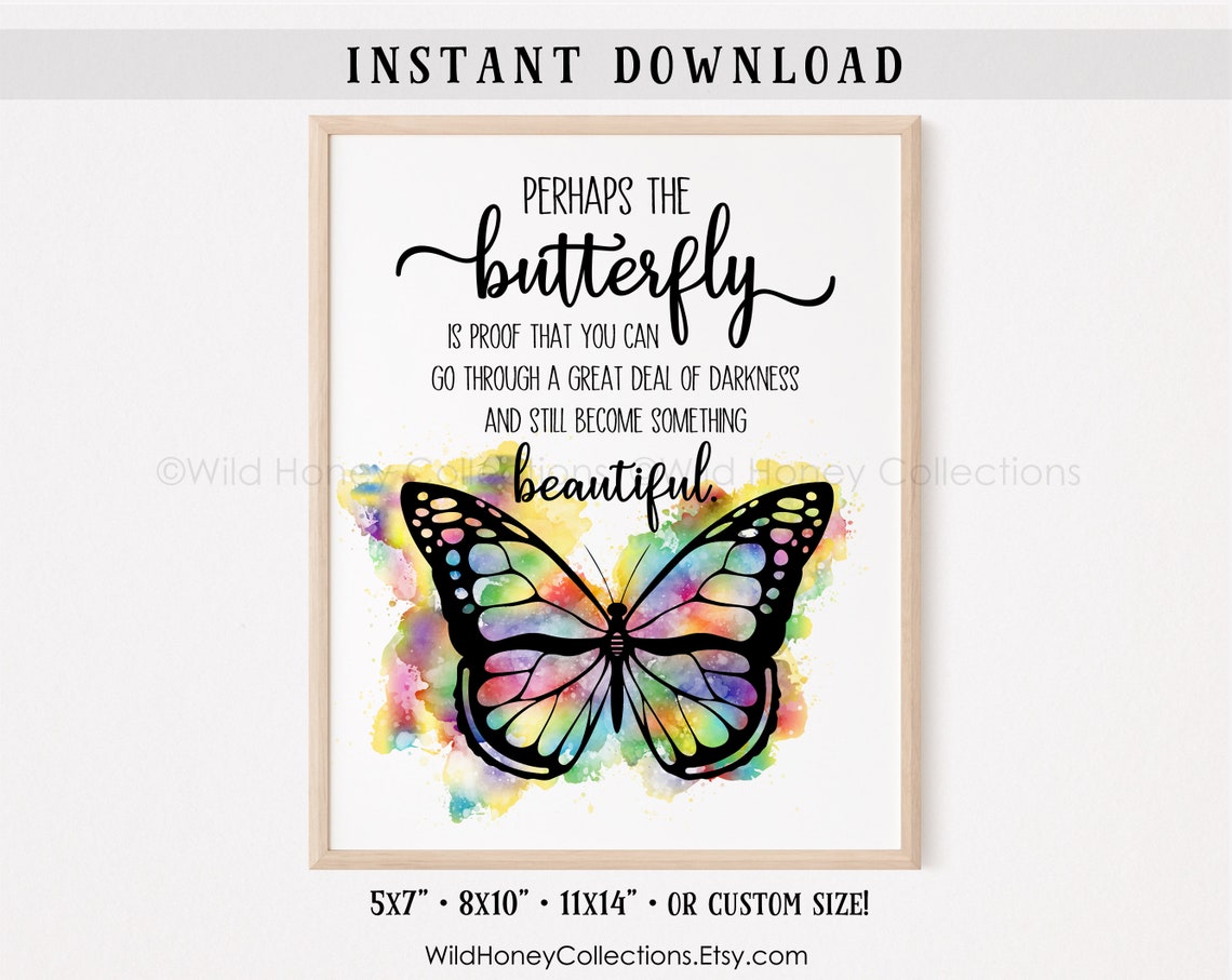 Butterfly Inspirational Printable Wall Decor Butterfly Quote - Etsy