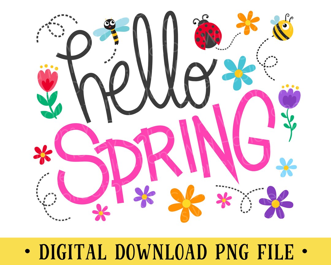 Hello Spring PNG File: Floral Clipart (digital Download) - Etsy
