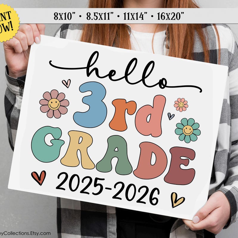 3rd Grade Sign - Etsy