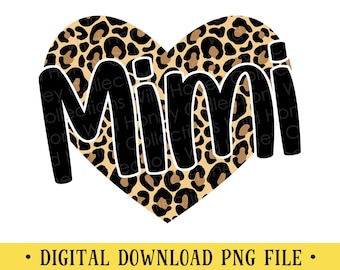 Mimi PNG, Leopard Print Heart, Crafting, Sublimation, INSTANT DOWNLOAD