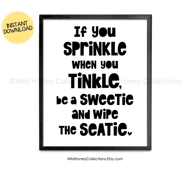 If You Sprinkle When You Tinkle Kids Boho Printable Bathroom | Etsy