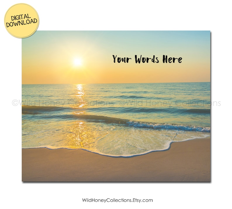 Beach Sunset Wall Art Your Own Text Custom Quote Coastal Etsy