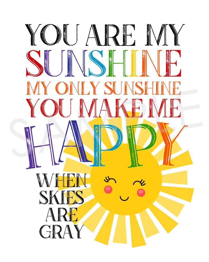 You Are My Sunshine My Only Sunshine Printable Wall Art Etsy