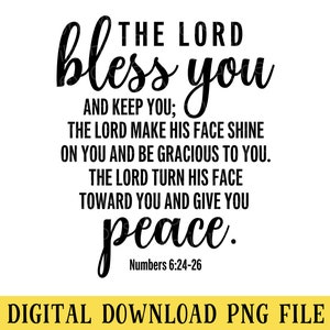 The Lord Bless You, Numbers 6:24-26, PNG-bestand, Crafting, Sublimatie, Bijbelvers, INSTANT DOWNLOAD