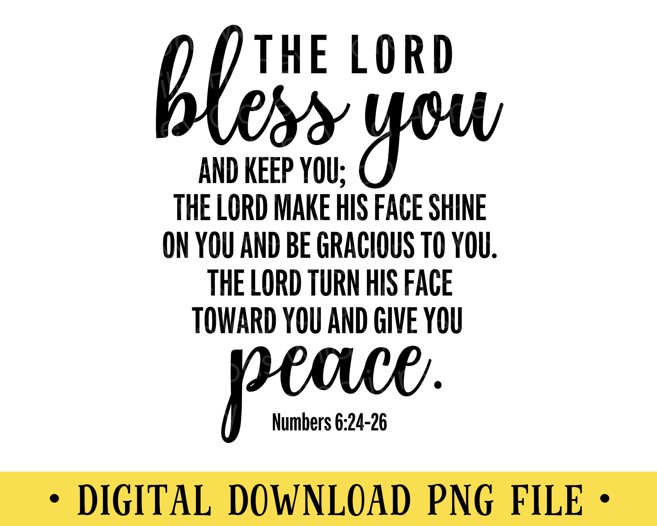 The Lord Bless You, Numbers 6:24-26, PNG File, Crafting