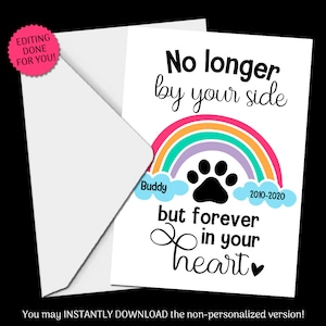 Signo imprimible personalizado en memoria de mascotas, regalo de paso de mascotas, regalo de condolencia personalizado para mascotas, regalo de simpatía por mascotas, *DESCARGA DIGITAL*