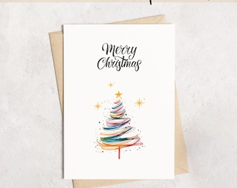 Whimsical Tree Christmas Card 5x7 | Printable Holiday Card | DIGITAL DOWNLOAD
