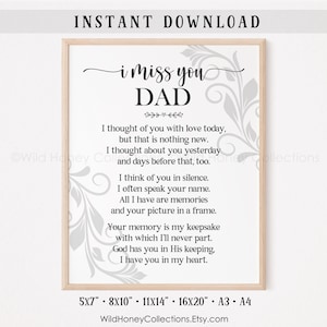 Poème commémoratif pour papa | Cadeau pour la perte et le deuil | TÉLÉCHARGEMENT NUMÉRIQUE