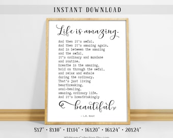 Life Is Amazing, Large Printable Art, Inspirational Sign, Life Is Beautiful, INSTANT DIGITAL DOWNLOAD