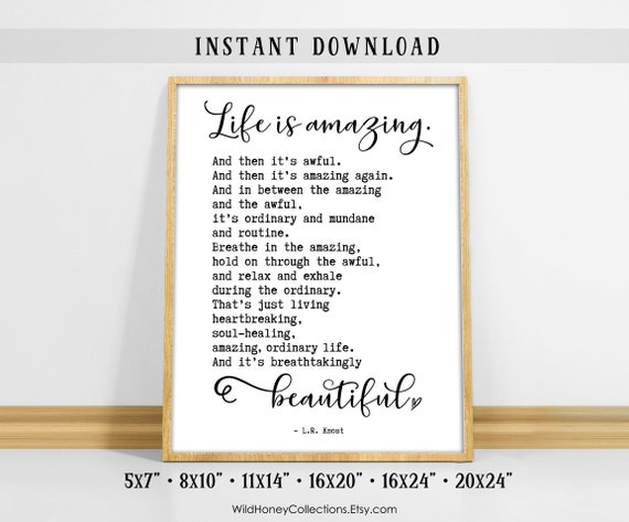 Life Is Amazing, Large Printable Art, Inspirational Sign, Life Is Beautiful, INSTANT DIGITAL DOWNLOAD