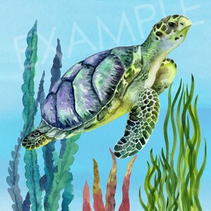 Sea Turtle Printable Wall Art Coastal Decor Watercolor Sea - Etsy