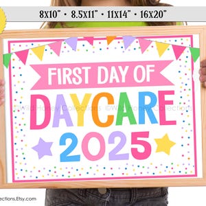First Day Of DayCare, 2025, Printable Sign, Photo Prop, Girl, Pink, INSTANT DIGITAL DOWNLOAD