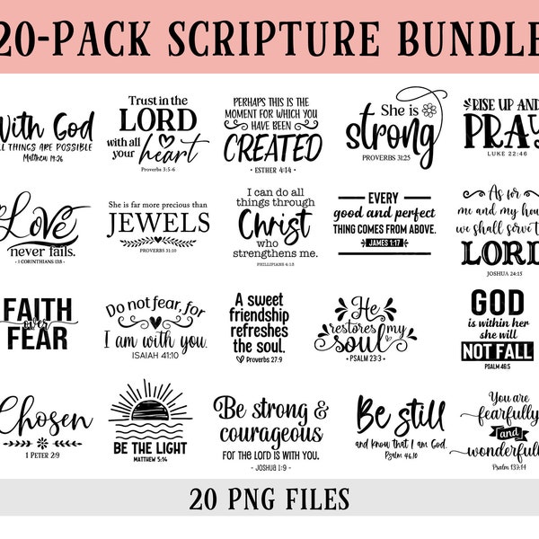 Bible Scriptures, 20 PNG Files, Transparent Files, Red, Bible Verses, Crafting, Sublimation, INSTANT DOWNLOAD