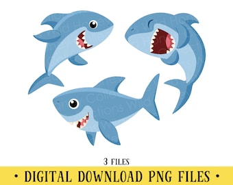 Haaien, png-bestanden, schattige haaien, babyhaaien, haaienclipart, knutselen, sublimatie, INSTANT DOWNLOAD