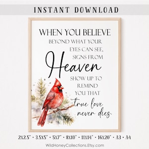 Sign From Heaven, Cardinal, Love Never Dies, Grief, Mourning, Cardinal Messenger Sign, INSTANT DOWNLOAD