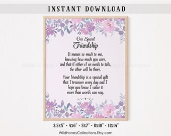 Our Special Friendship, Gift For Friend, Printable Wall Decor, Friendship Poem, Best Friend Gift, INSTANT DIGITAL DOWNLOAD