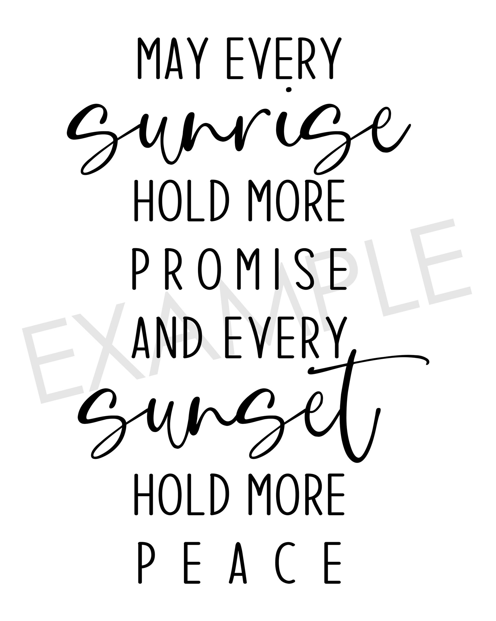 Autocollant Mural Citation « May Every Sunset... » 36" - Vinyle Noir, Décoration Murale