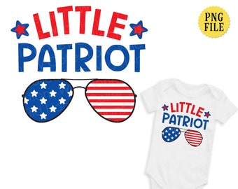 Little Patriot, PNG File, Patriotic, Americana, Red White Blue, Stars Stripes Sunglasses, T-Shirt Design, Sublimation, DIGITAL DOWNLOAD