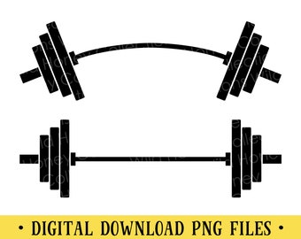Barbell, 2 PNG Files, Weight Lifting, Crossfit, Health & Fitness, Transparent Files, Crafting, Sublimation, DIGITAL DOWNLOAD