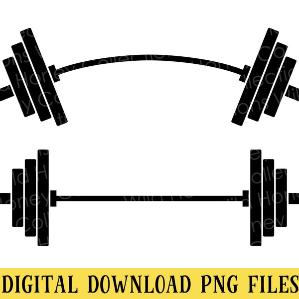 Barbell, 2 PNG Files, Weight Lifting, Crossfit, Health & Fitness, Transparent Files, Crafting, Sublimation, DIGITAL DOWNLOAD