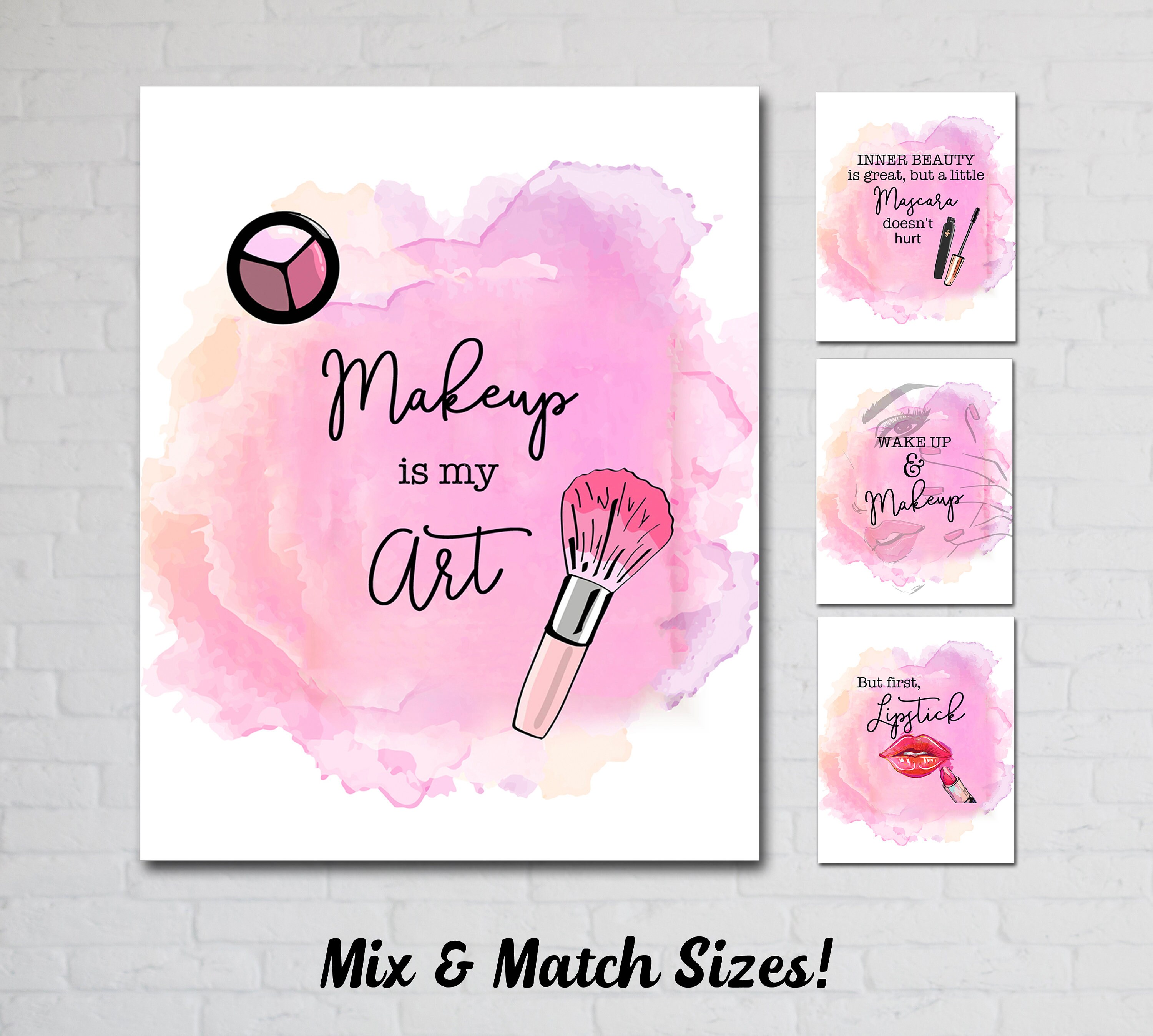 Printable Makeup Wall Art Studio Decor Pink Gift for Makeup Etsy