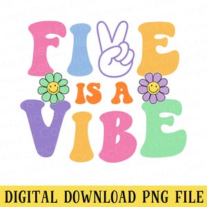 Archivo PNG "Five is a Vibe" / 5.º cumpleaños / Cumpleaños retro / DESCARGA DIGITAL