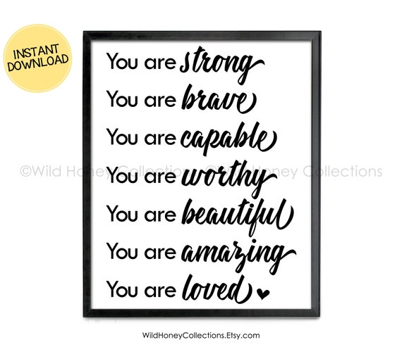 Usted Es Fuerte Valiente Capaz Digno Hermoso Increible Amado Etsy Usted Es Fuerte Valiente Capaz Digno Hermoso Increible Amado Etsy