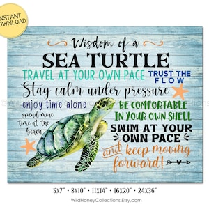 La sagesse de la tortue de mer, décoration côtière, décoration de plage inspirante, TÉLÉCHARGEMENT NUMÉRIQUE IMMÉDIAT