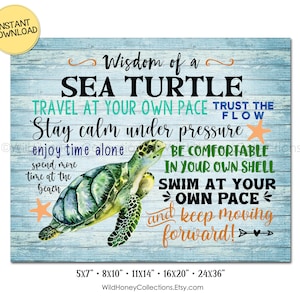 Wisdom of Sea Turtle, Coastal Decor, Inspirational Beach Decor, INSTANT DIGITAL DOWNLOAD