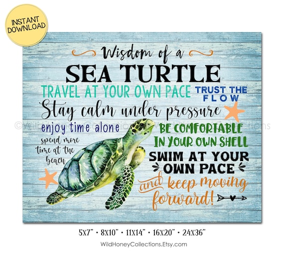 Wisdom of Sea Turtle, Coastal Decor, Inspirational Beach Decor, INSTANT DIGITAL DOWNLOAD
