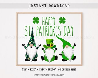 St. Patrick's Day Gnomes Printable Decor (Digital Download)