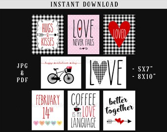 Printable Valentine Decor Set of 8 Farmhouse Valentine | Etsy