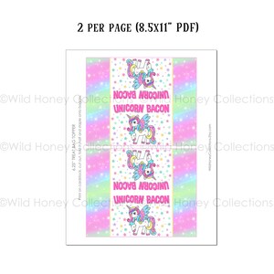 Printable Unicorn Bacon Treat Bag Topper, Unicorn Thank You, Party ...