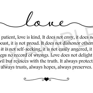 Love is Patient, Love is Kind, Printable Wall Decor, Wedding Gift, I ...