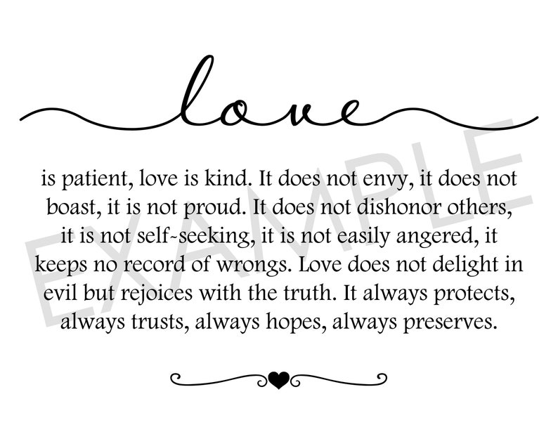 Love is Patient Love is Kind Printable Wall Decor Wedding Etsy
