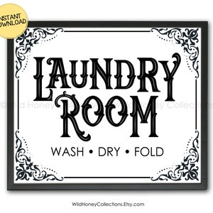 Printable Laundry Room Sign, Vintage Laundry Room, Antique Style Laundry Room Printable, Wash Dry Fold, Home Decor, INSTANT DOWNLOAD