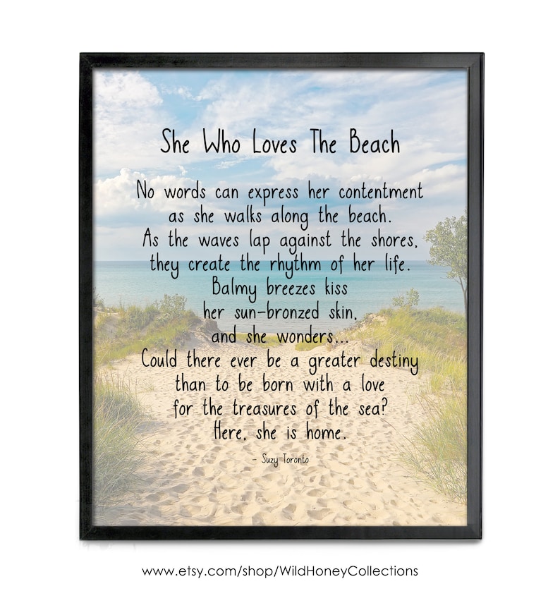 She Who Loves The Beach Home Decor Instant Printable Quote Print Or Canvas Digital Download
