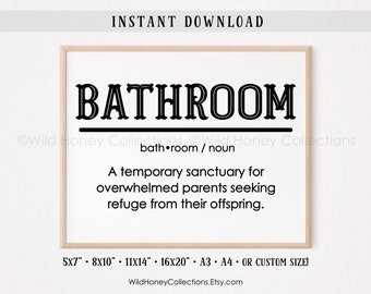 Bathroom Definition, Printable Bathroom Decor, Farmhouse Bath, INSTANT DIGITAL DOWNLOAD