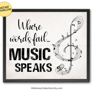 Inspirational Music Quote Printable Wall Decor Gift for | Etsy