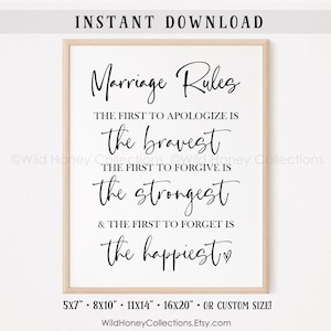 Marriage Rules, Printable Decor, The First One, Bedroom Wall Art, INSTANT DIGITAL DOWNLOAD