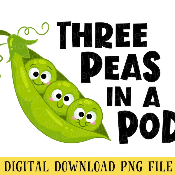 Three Peas in a Pod, PNG File, Cute Peas, Triplets, Friends, Transparent File, Sublimation, INSTANT DOWNLOAD